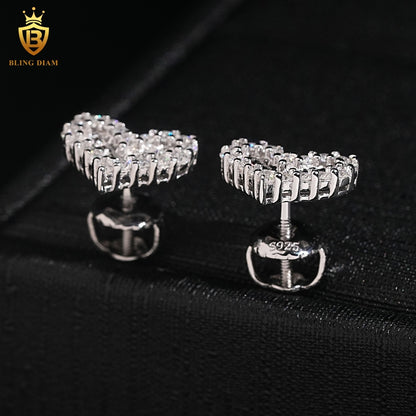 Heart-Shaped Full Pavé Moissanite Stud Earrings