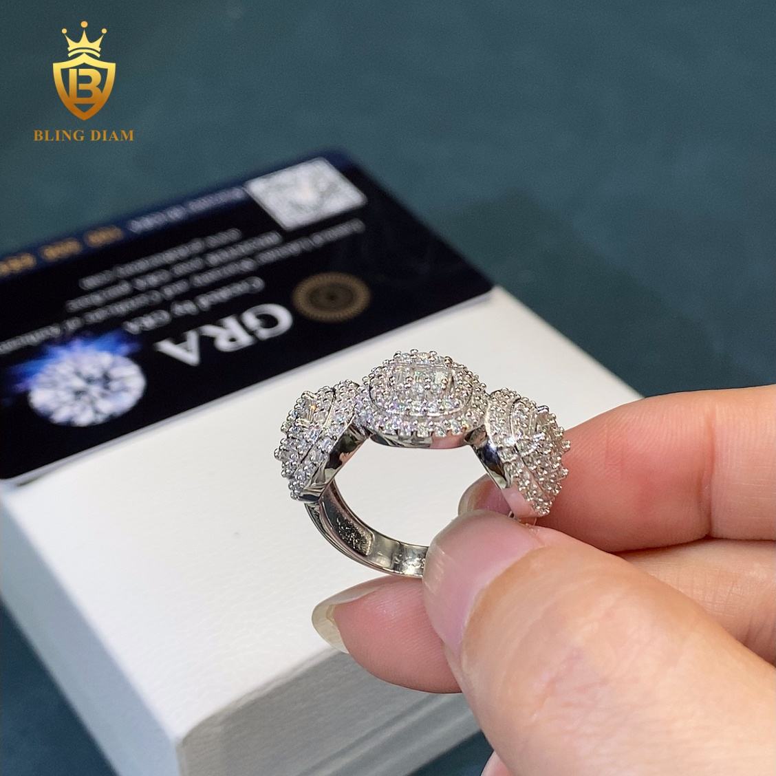 Baguette-cut moissanite ring
