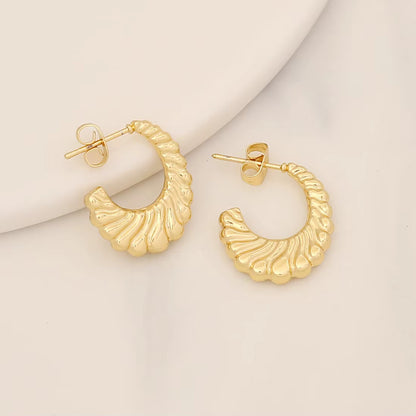Tarnish Geometric Stud Huggie Hoop Earrings