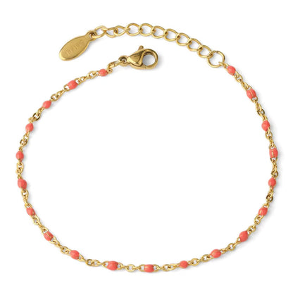 Multicolor Enamel Bead Chain Bracelet