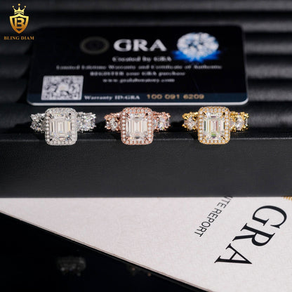 Emerald-cut iced-out ring