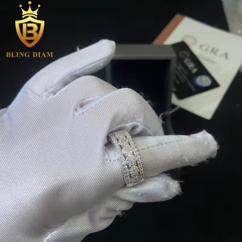 Iced-out moissanite ring