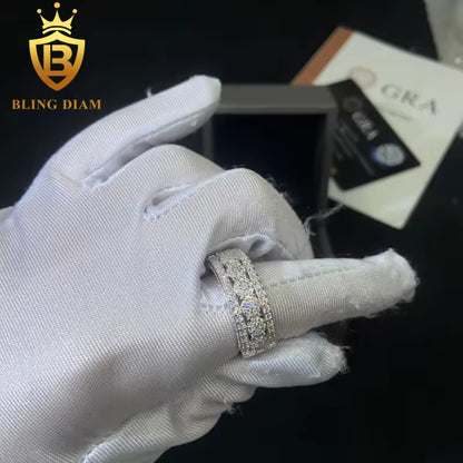 Iced-out moissanite ring