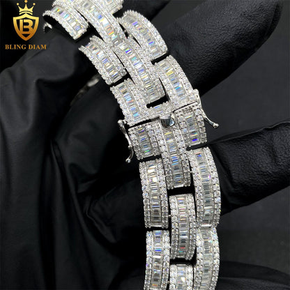 3 rows 925 sterling silver vvs moissanite chain