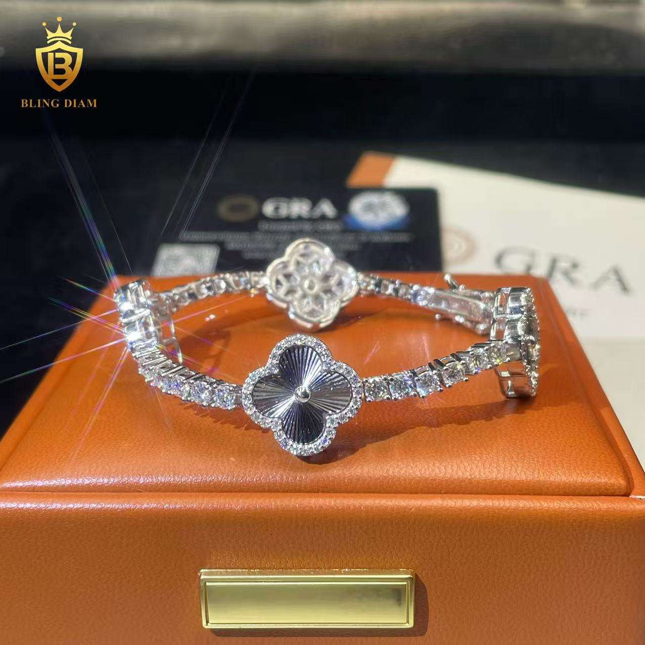 Four-Leaf Clover Moissanite Tennis Bracelet