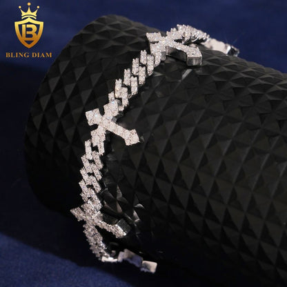 Cross Cuban Link Moissanite Bracelet