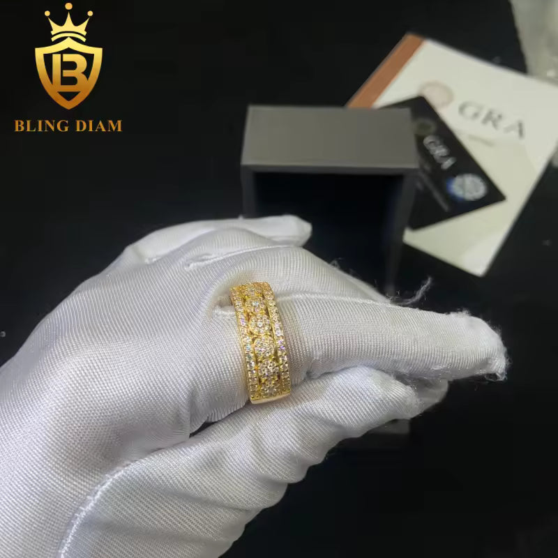 Iced-out moissanite ring