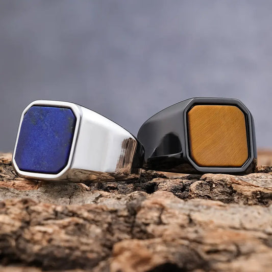 Lapis Tiger Eyes Stone Ring