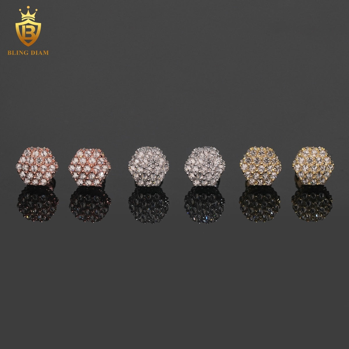 VVS Moissanite Hexagon Stud Earrings