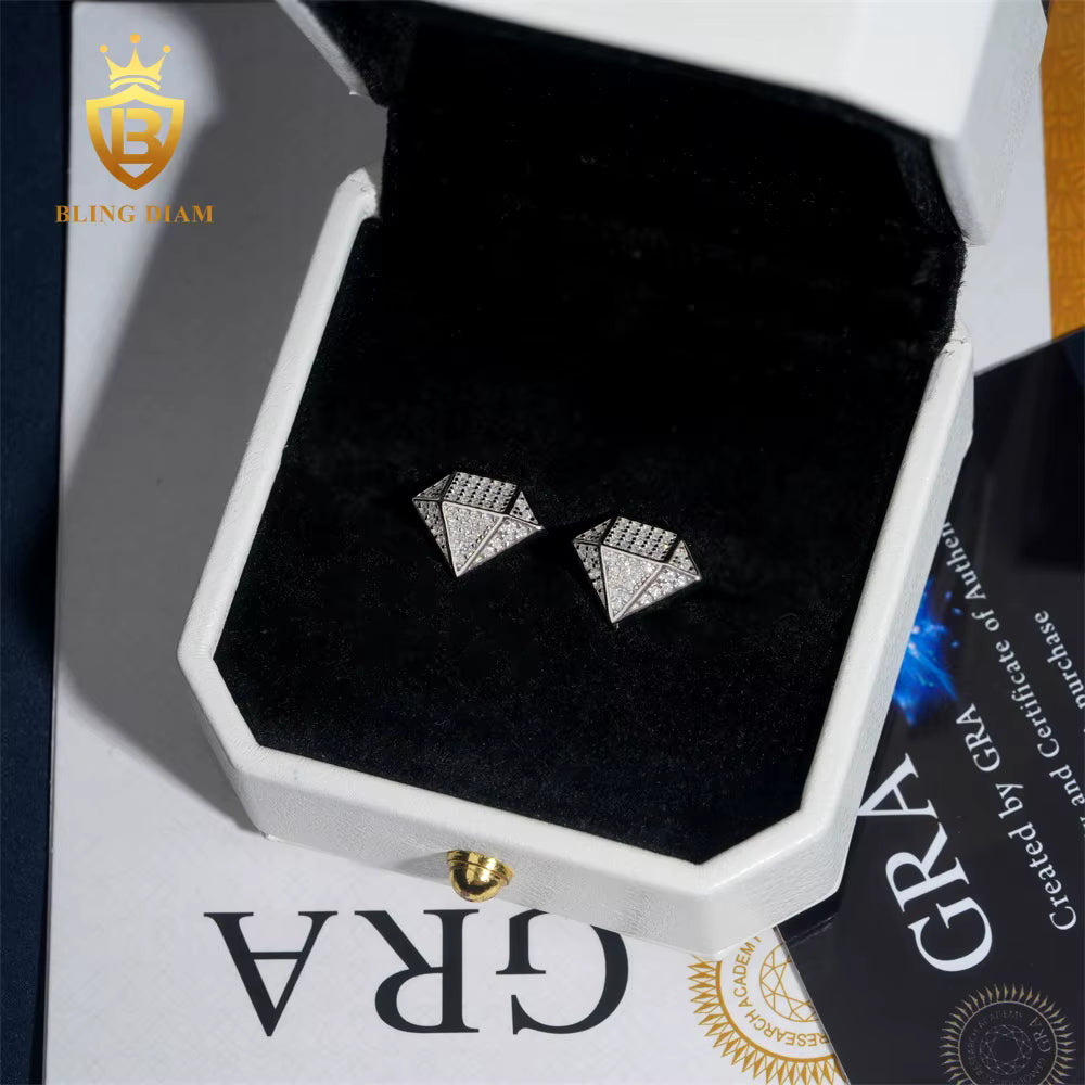 VVS Diamond-Shaped Moissanite Stud Earrings