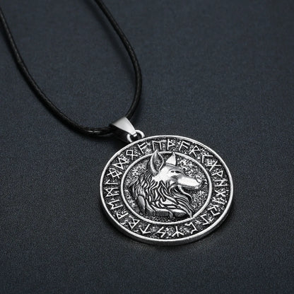 Nordic Wolf Rune Pendant