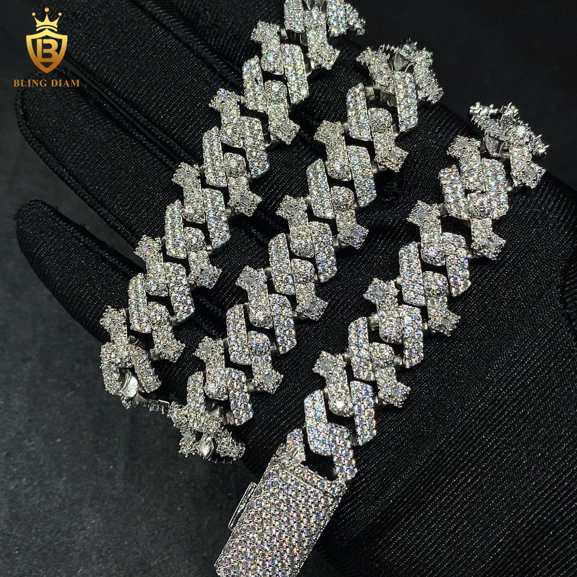 13MM 925 Silver Moissanite Cuban Link Chain