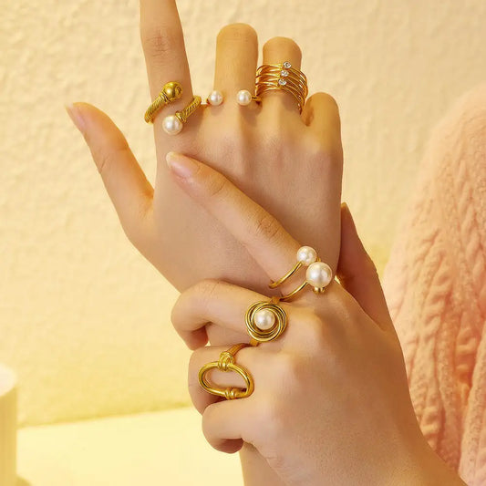 Rhinestone Pearl Ring