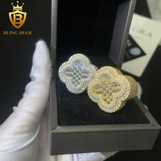 Iced-out men’s moissanite ring