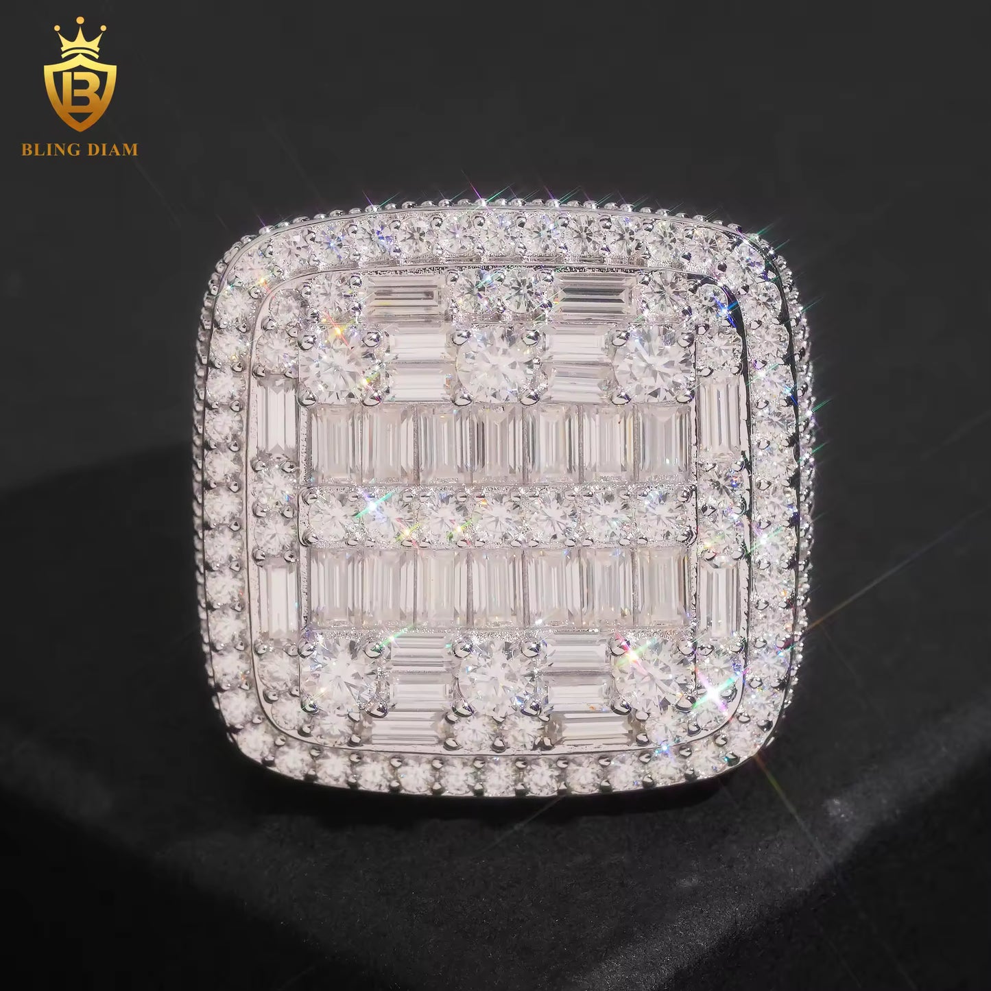 Baguette-cut iced-out ring