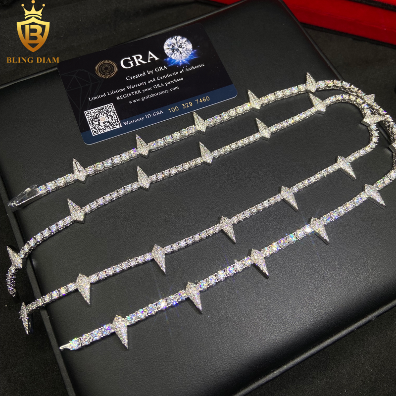 VVS1 Iced Out 3mm4mm Moissanite sterling silver Tennis Chains