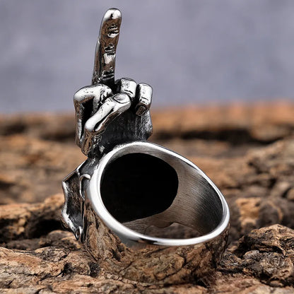 Middle Finger Skull Ring