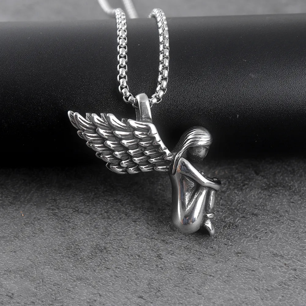 peaceful sad angel wings Necklace
