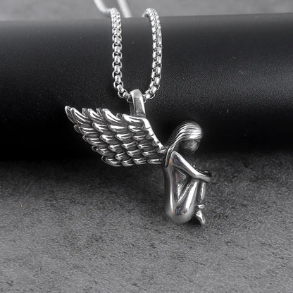 peaceful sad angel wings Necklace