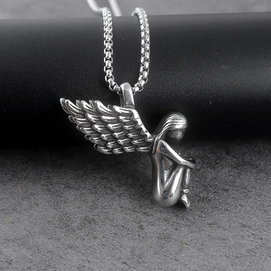peaceful sad angel wings Necklace