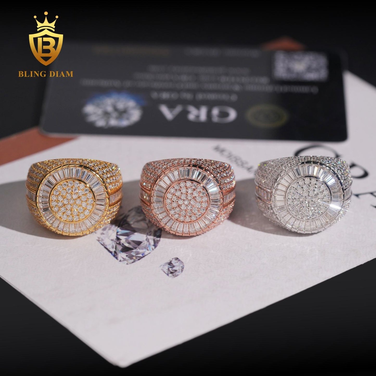 Iced Out Moissanite Ring