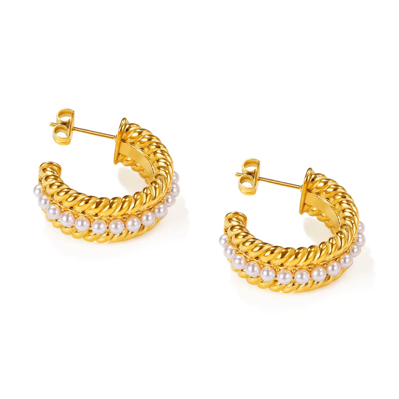 Pearl and Zircon Irregular Earrings