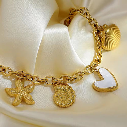 Beach Shell Starfish Heart Charm Bracelets