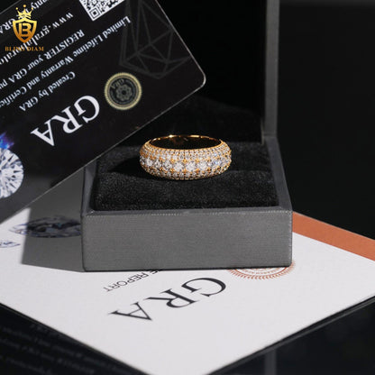 Iced-out moissanite ring