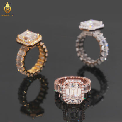 Emerald-cut moissanite ring