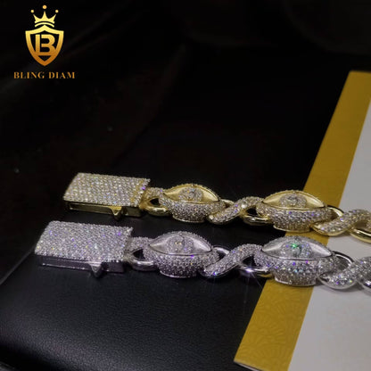 Marquise Evil Eye Infinity Moissanite Cuban Bracelet