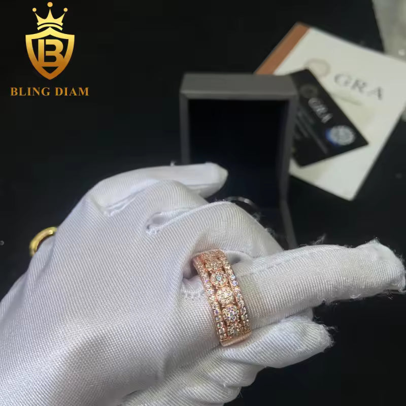 Iced-out moissanite ring