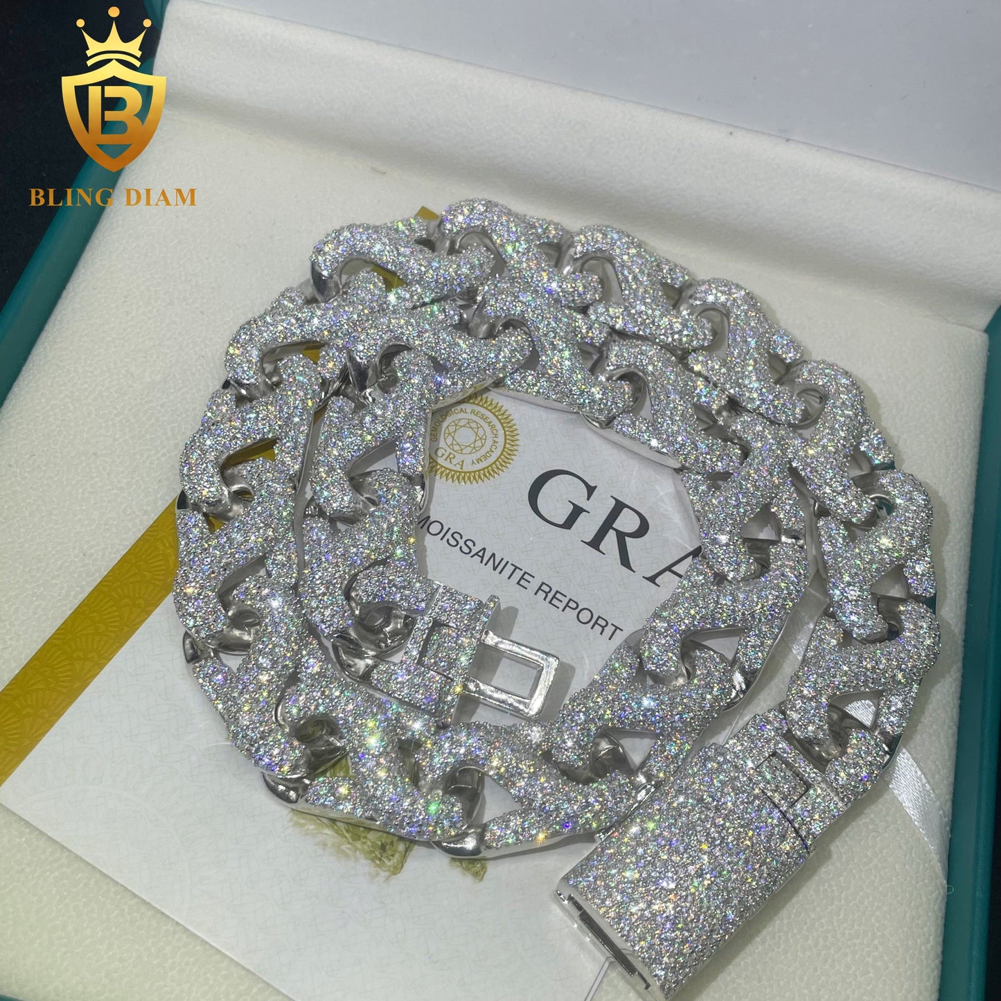 Miossanite 925 Silver Infinitly Cuban Link Chain