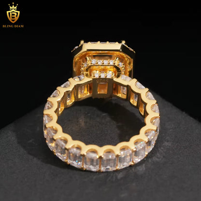 Emerald-cut iced-out ring