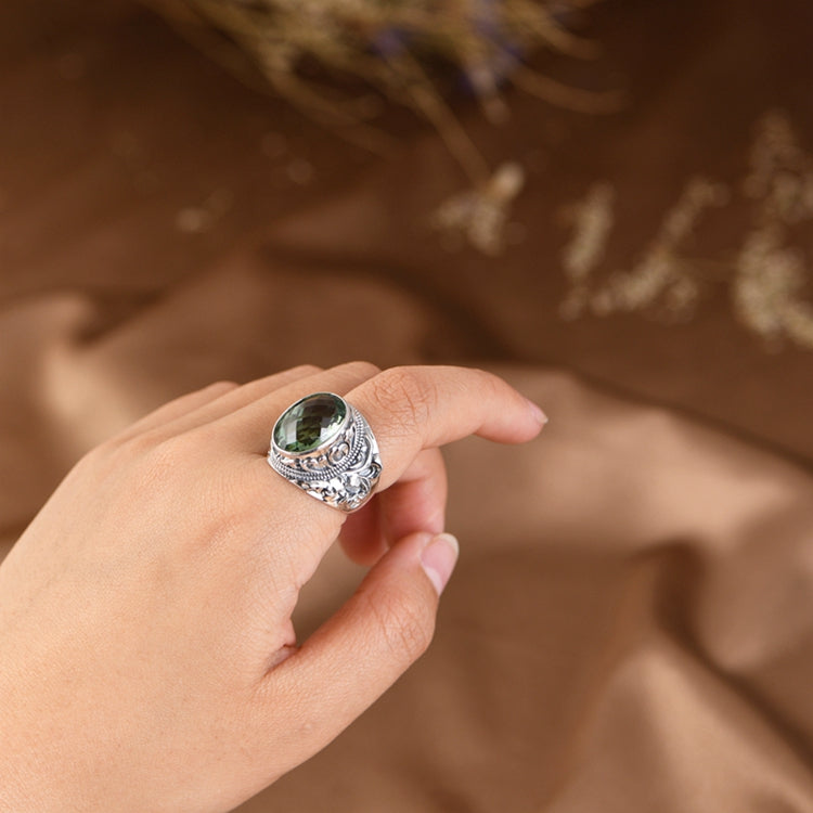 Oval Zircon Adjustable Ring
