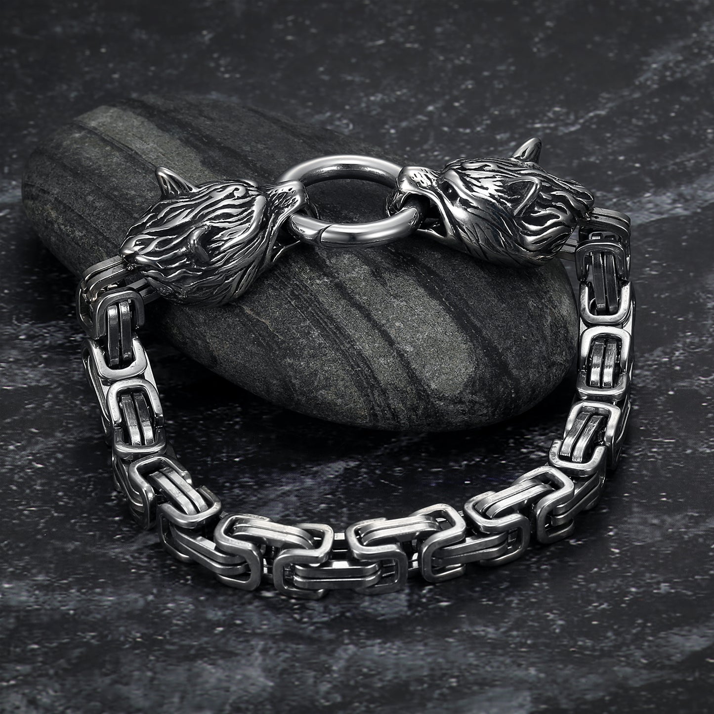 Nordic Viking Wolf Head Bracelet
