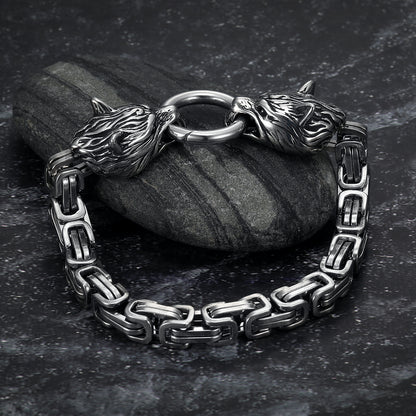 Nordic Viking Wolf Head Bracelet