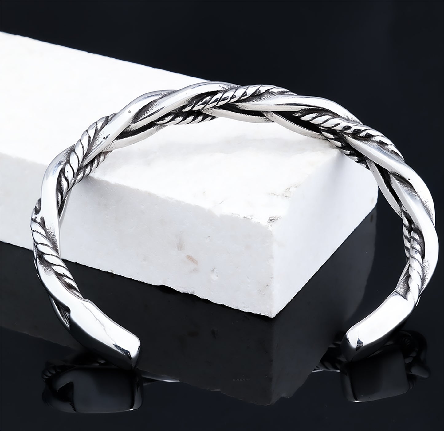 Twisted Braided Open Bracelet