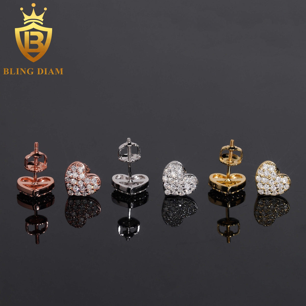Pavé Moissanite Heart Stud Earrings