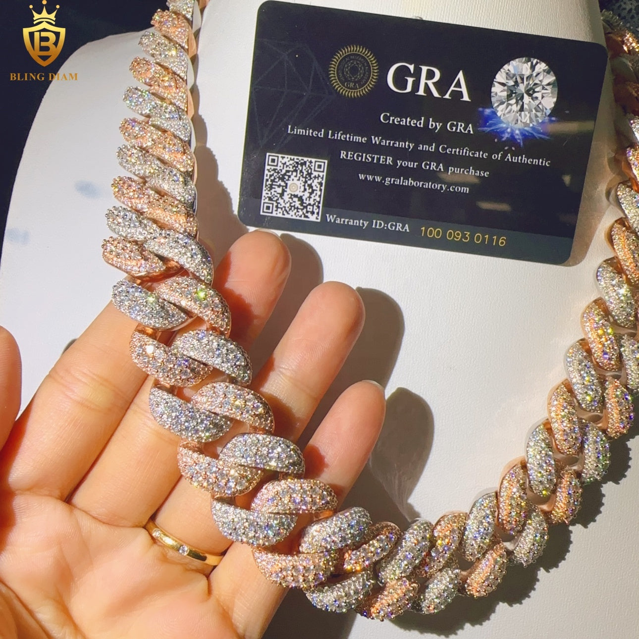 Miossanite 22mm Sterling Silver 925 Miami Cuban Link Chain