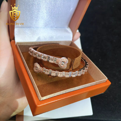 Rose Gold Heart Moissanite Bangle