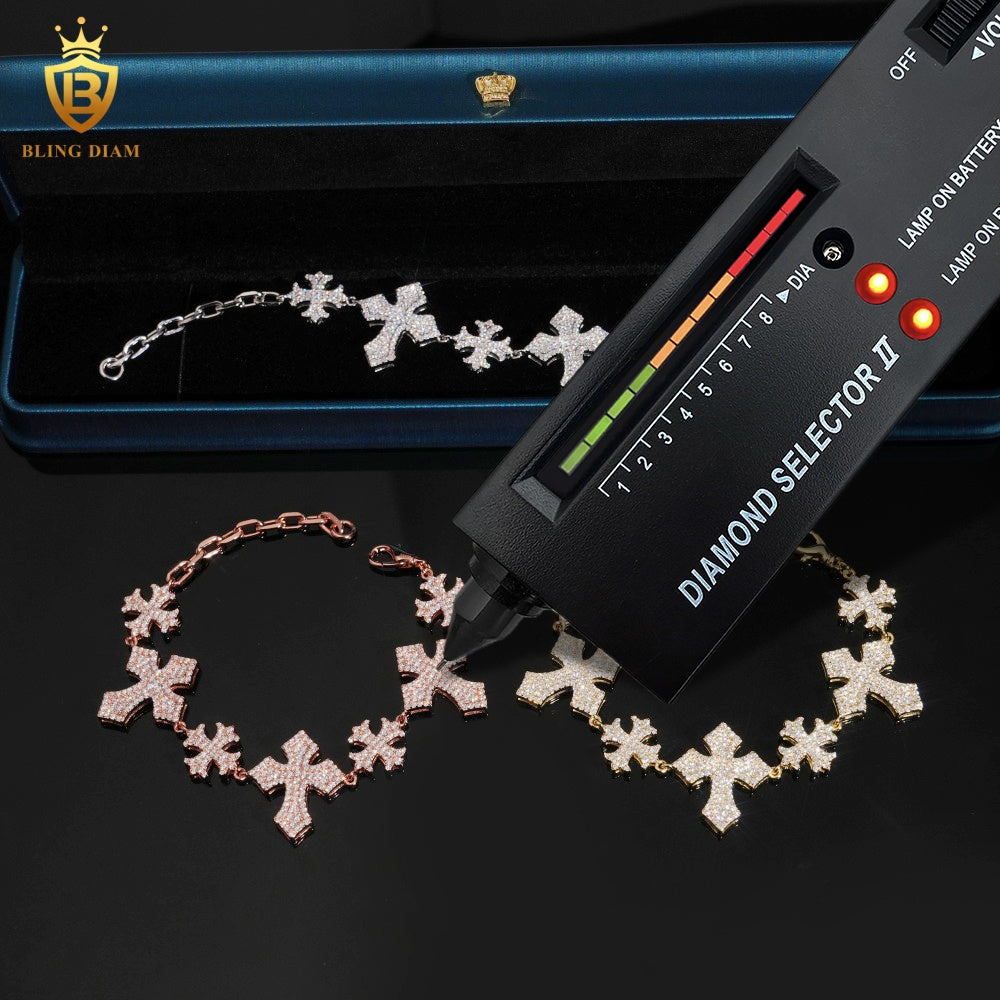Iced Cross Moissanite Bracelet