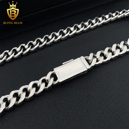 12mm 925 sterling silver moissanite chain