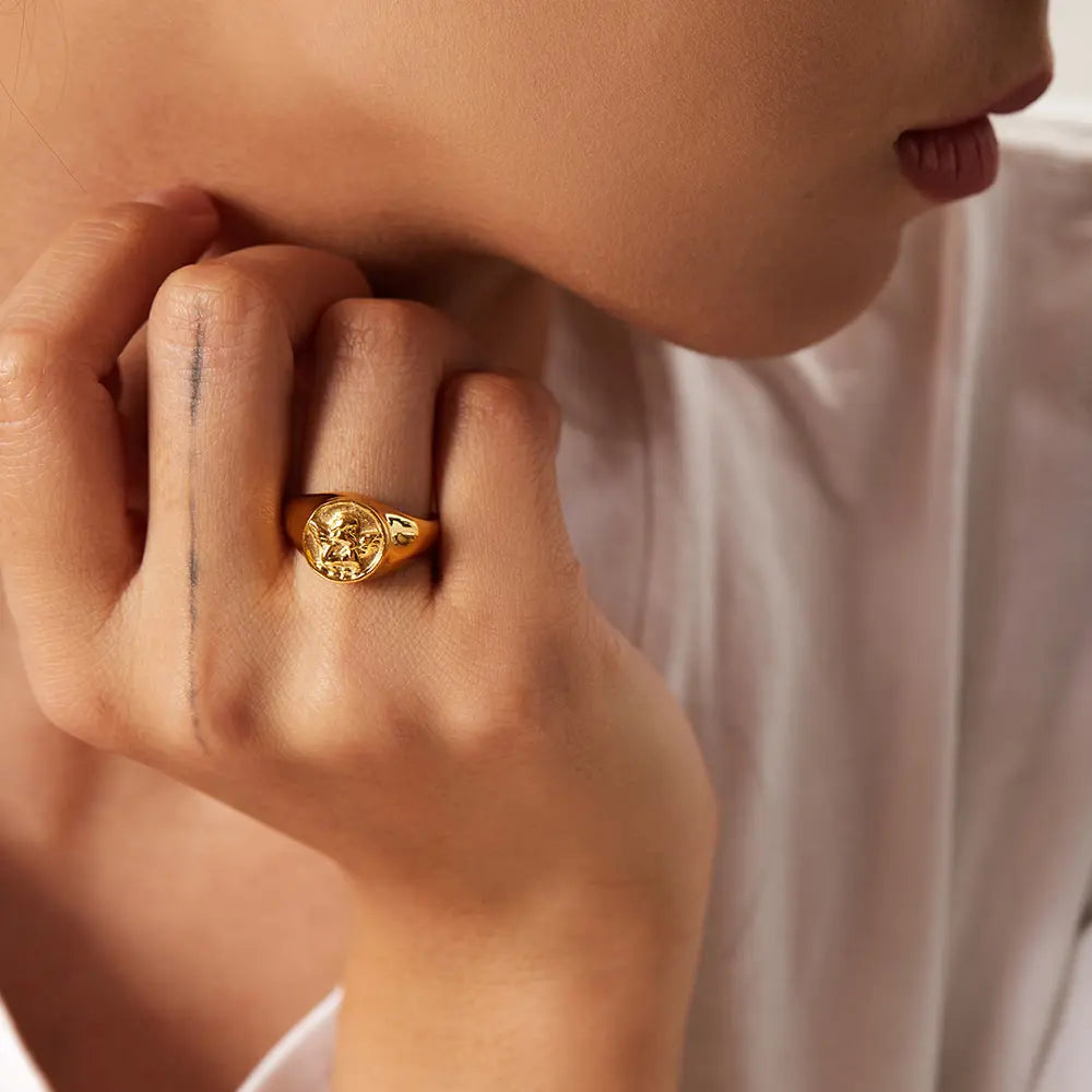 Heart Angel Circular Design Finger Rings