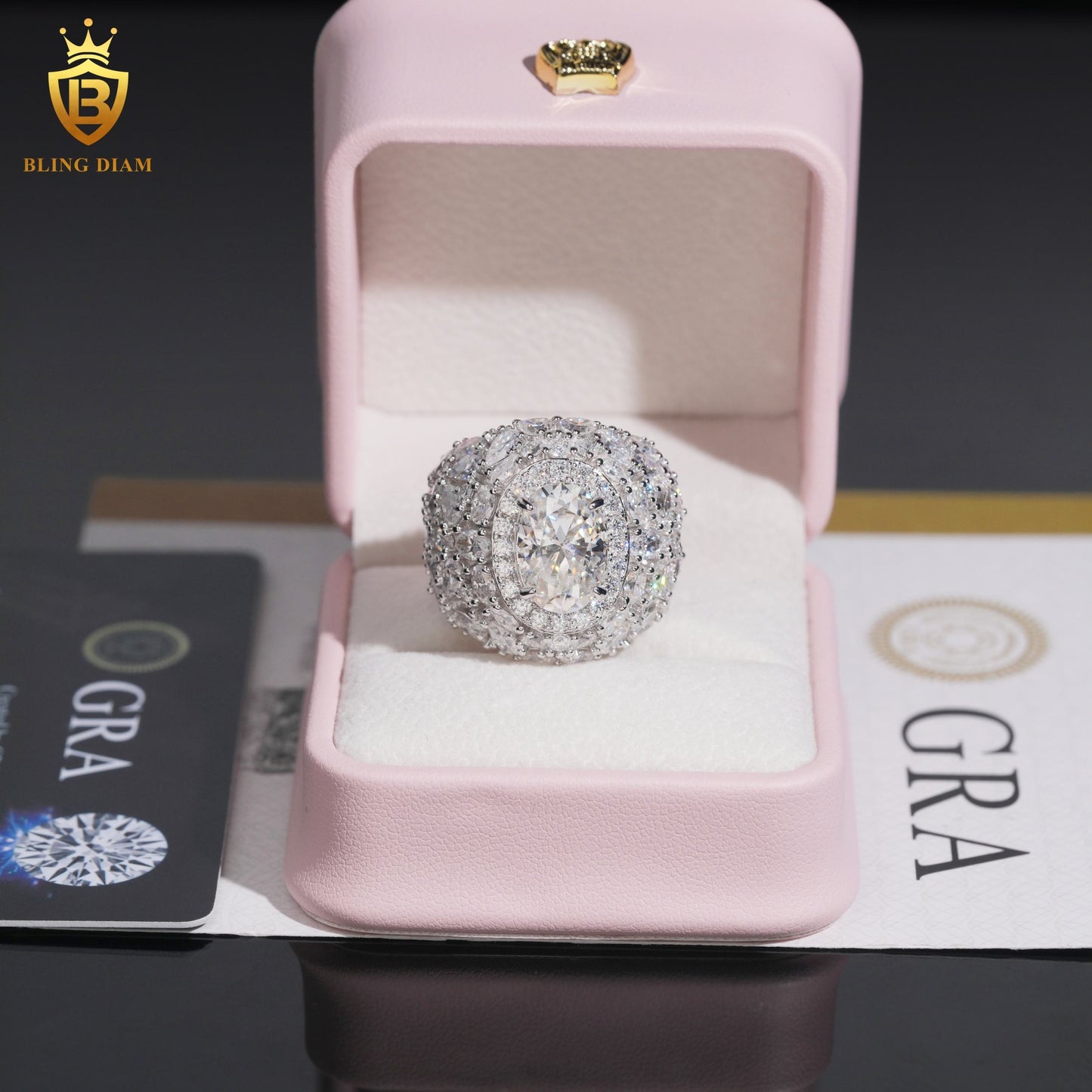 Oval-cut moissanite ring