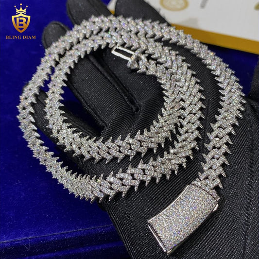 925 Silver Moissanite Cuban Link 10mm Chain