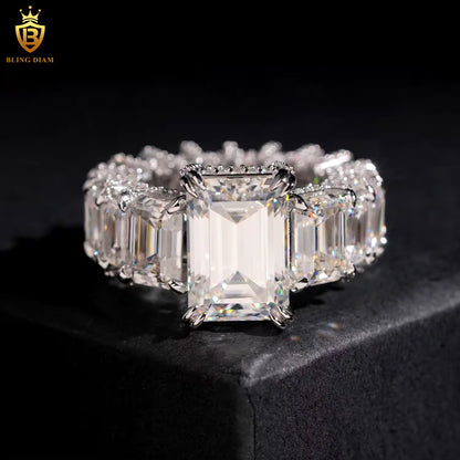 Emerald-cut moissanite ring