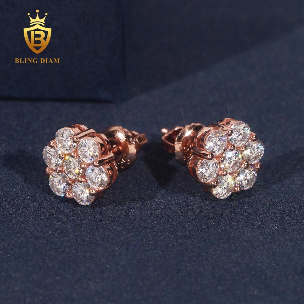 Flower Cluster VVS Moissanite Stud Earrings