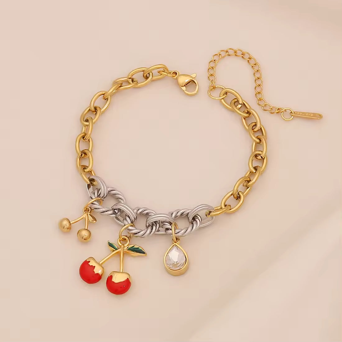 Fruit Series Cherry Strawberry Charm Bracelet