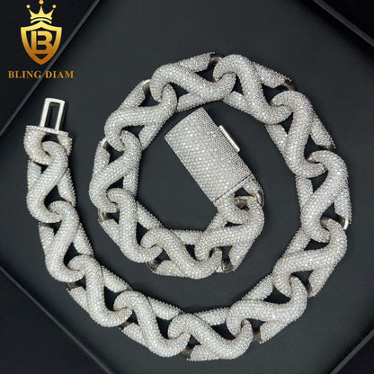 20mm 925 Sterling Silver VVS Moissanite Chains