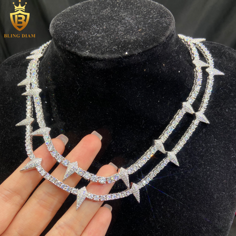 VVS1 Iced Out 3mm4mm Moissanite sterling silver Tennis Chains